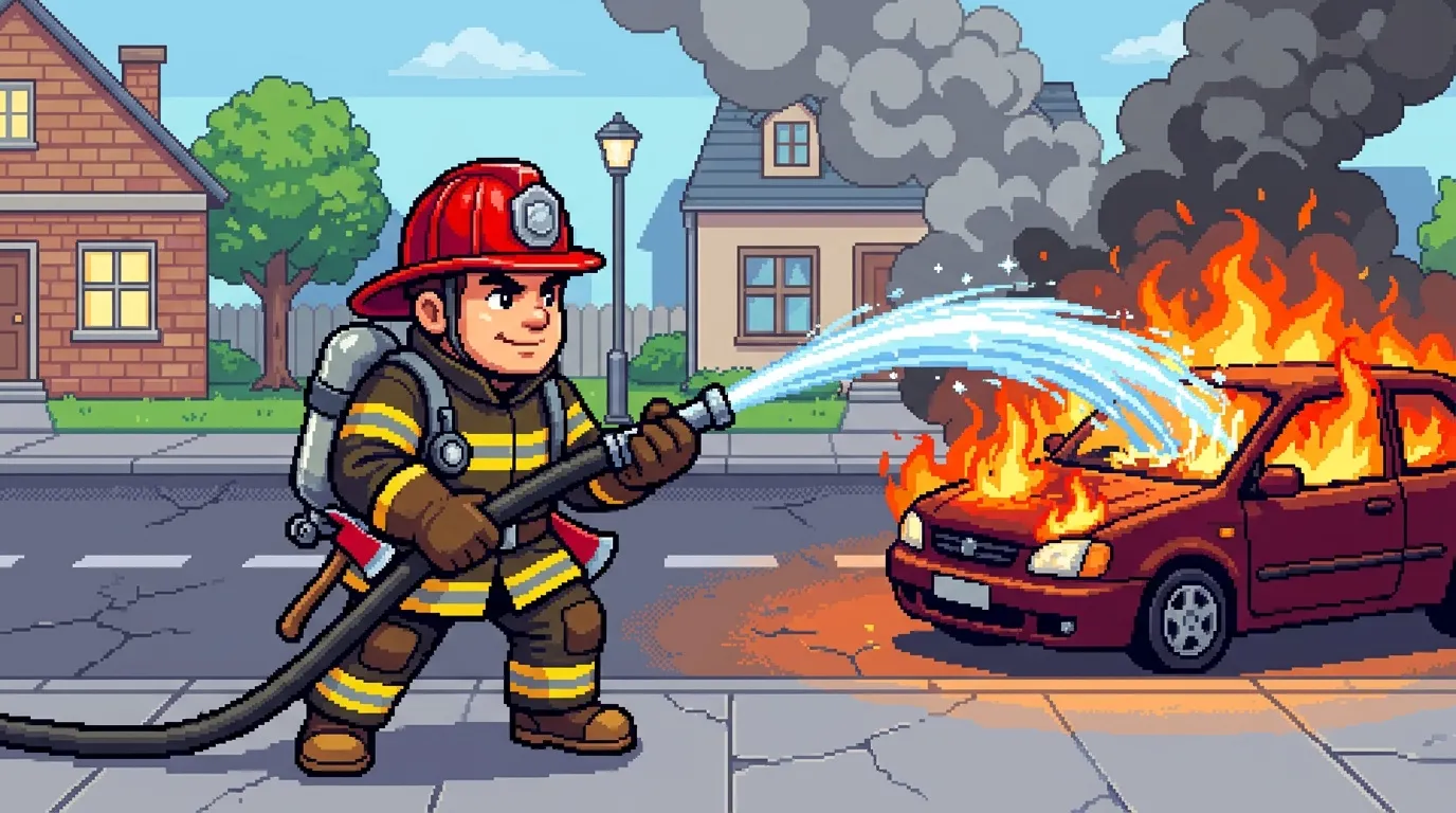 Manoeuvre feu de VL pompier : techniques d'extinction