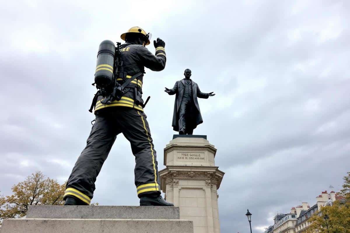 Calendrier pompiers 2026 : polémique autour d'une photo choc avec la statue de De Gaulle