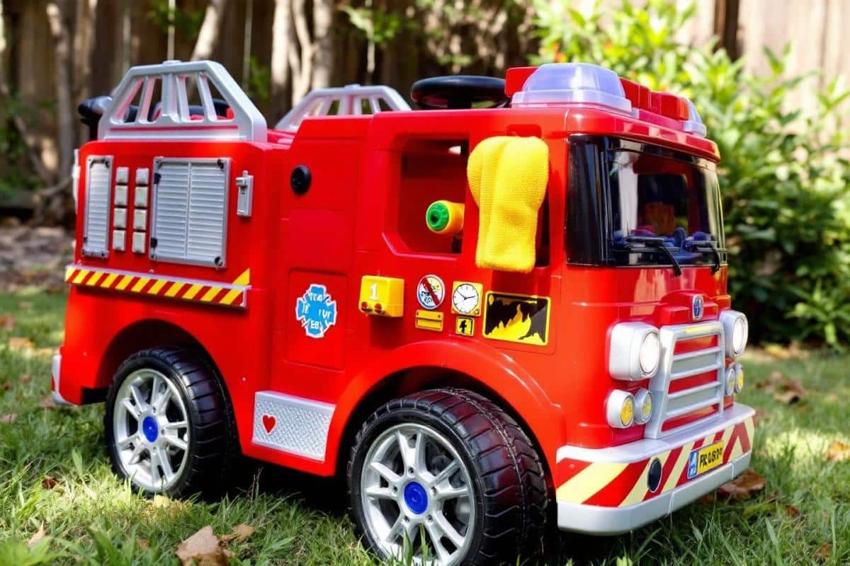 Camion de pompier électrique pour enfant 12V - voiture électrique enfants