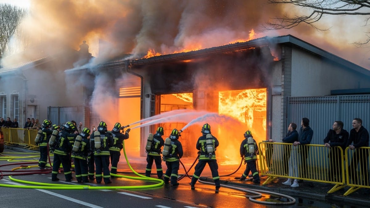 Incendie dans un garage à Saint-Brieuc : une vingtaine de pompiers sur place