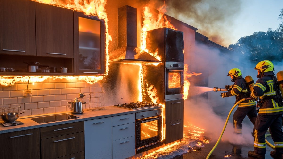Incendie domestique en Vendée : une cuisine prend feu, les pompiers maîtrisent les flammes