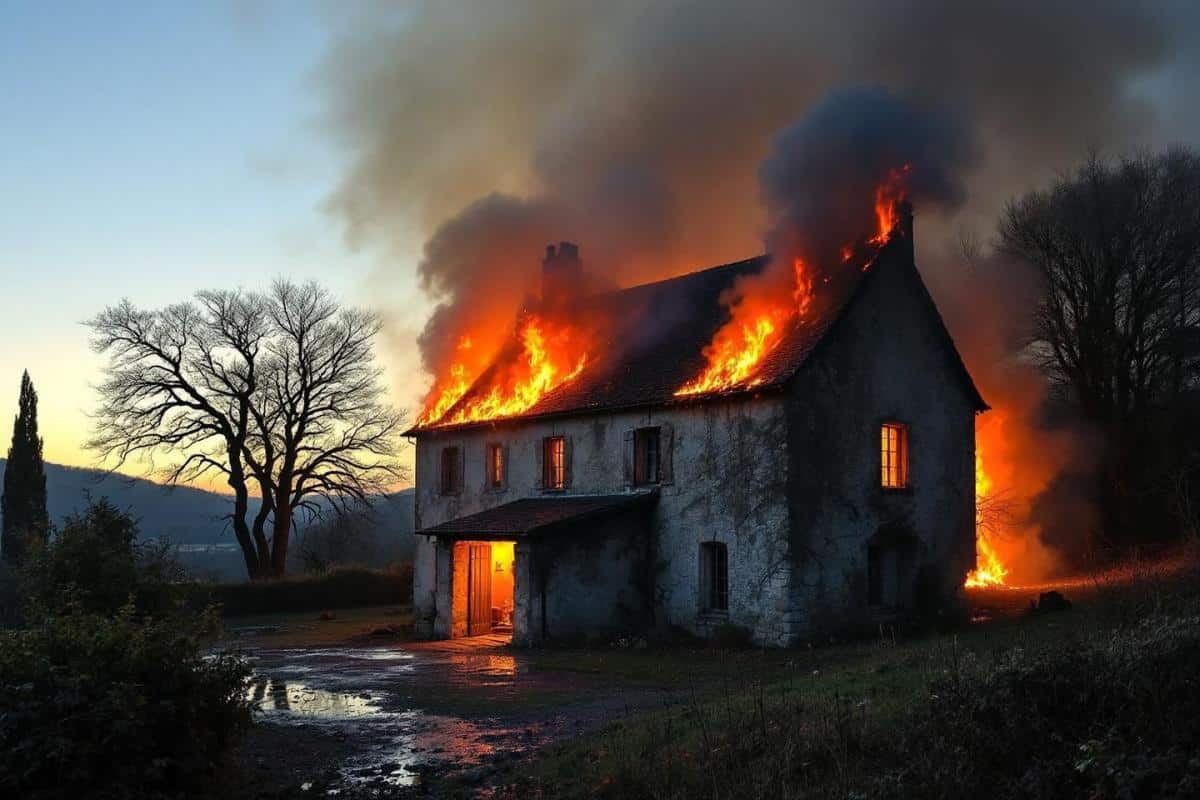 Incendie d'une chartreuse du 18e siècle en Dordogne : photos des pompiers