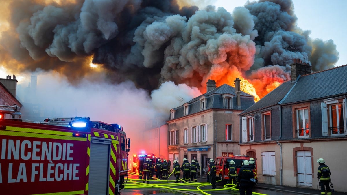 Incendie à La Flèche : 90 pompiers mobilisés pour un feu en plein centre-ville