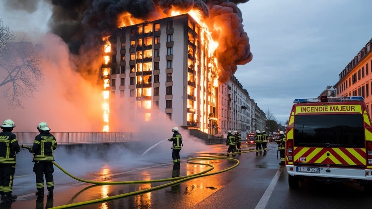 Incendie majeur à Koenigshoffen : un immeuble en flammes route des Romains