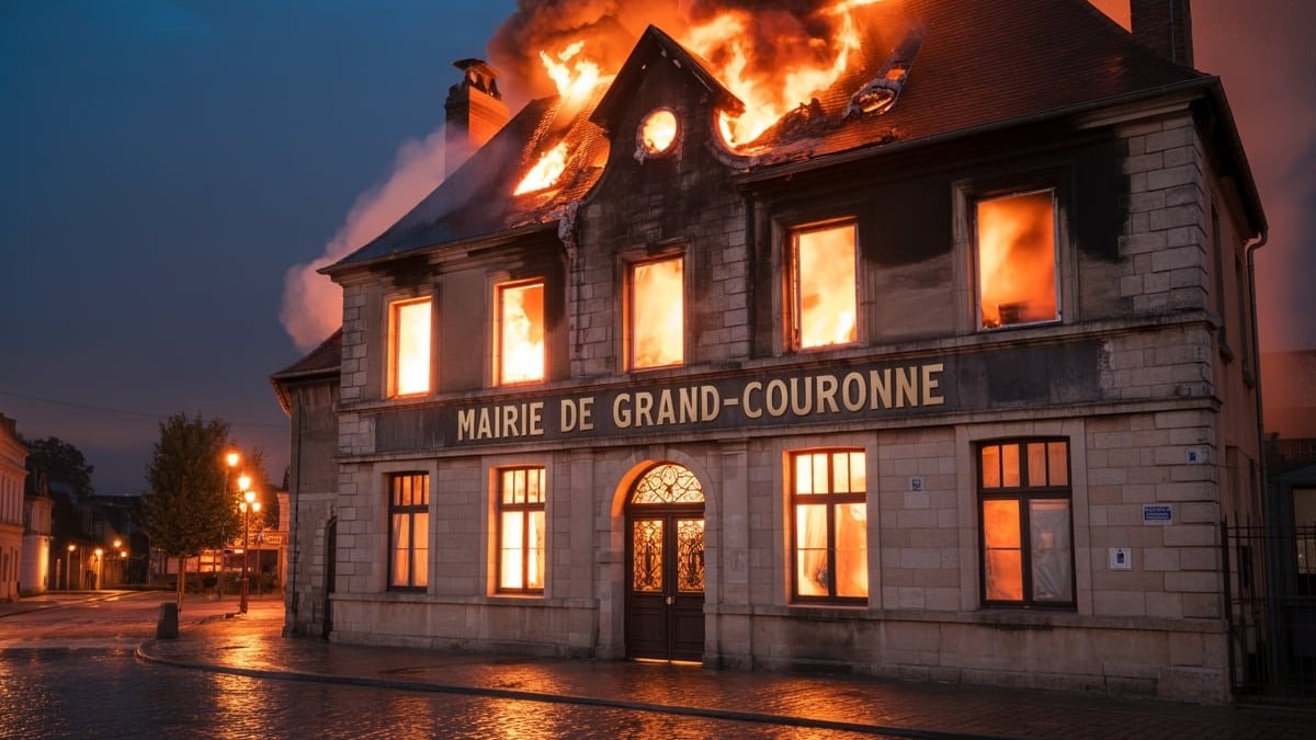 Incendie nocturne : la mairie de Grand-Couronne ravagée par les flammes