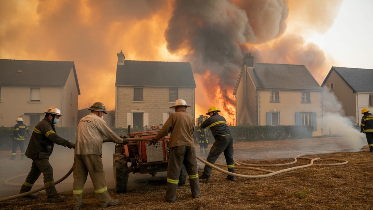 Loire-Atlantique : pompiers et agriculteurs unis pour sauver quatre maisons des flammes