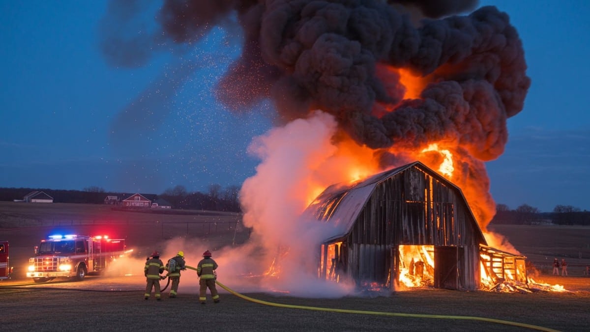 Lundi noir en Dordogne : un incendie ravage une grange, les pompiers mobilisés