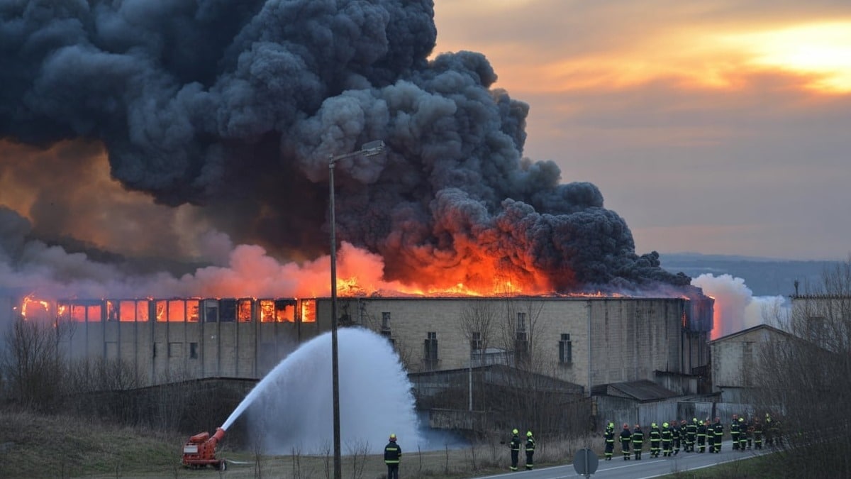 Marssac-sur-Tarn : incendie dans une usine, fumée noire visible sur plusieurs km