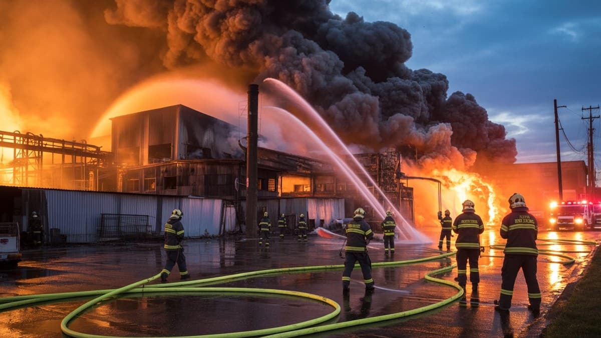 Périers (Manche) : un violent incendie frappe un site industriel, les pompiers mobilisés