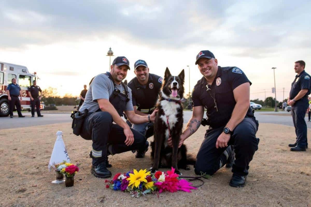 Les pompiers rendent un hommage touchant à Cartouch, le Border Collie sauveteur de nombreuses vies