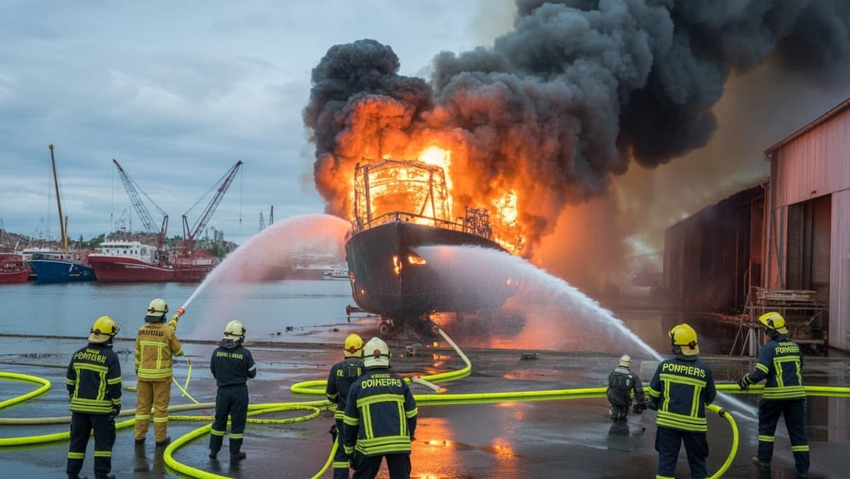 Port-la-Forêt : 62 pompiers luttent contre un incendie majeur dans un chantier naval