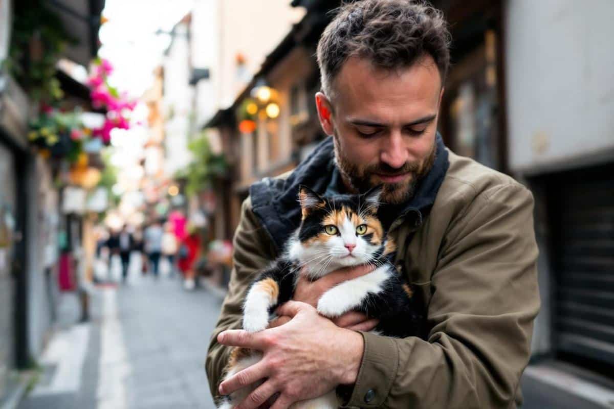En recueillant une chatte errante, un homme lui évite un danger bien plus grave
