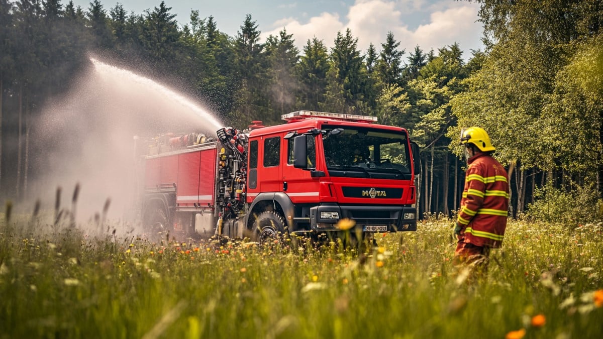 Pompier en intervention forestière