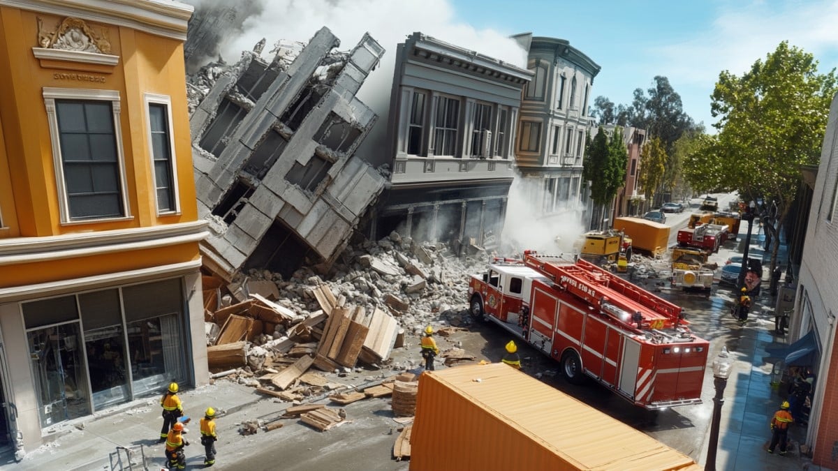 Bâtiment effondré après backdraft