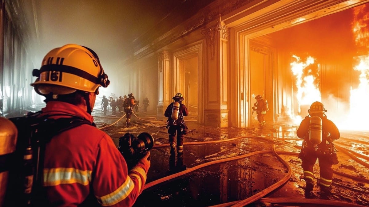 Pompiers face au feu