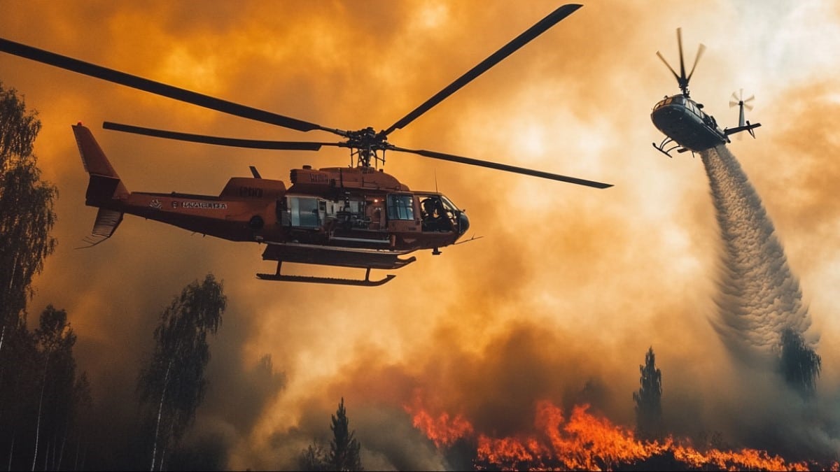 hélicoptères en action incendie