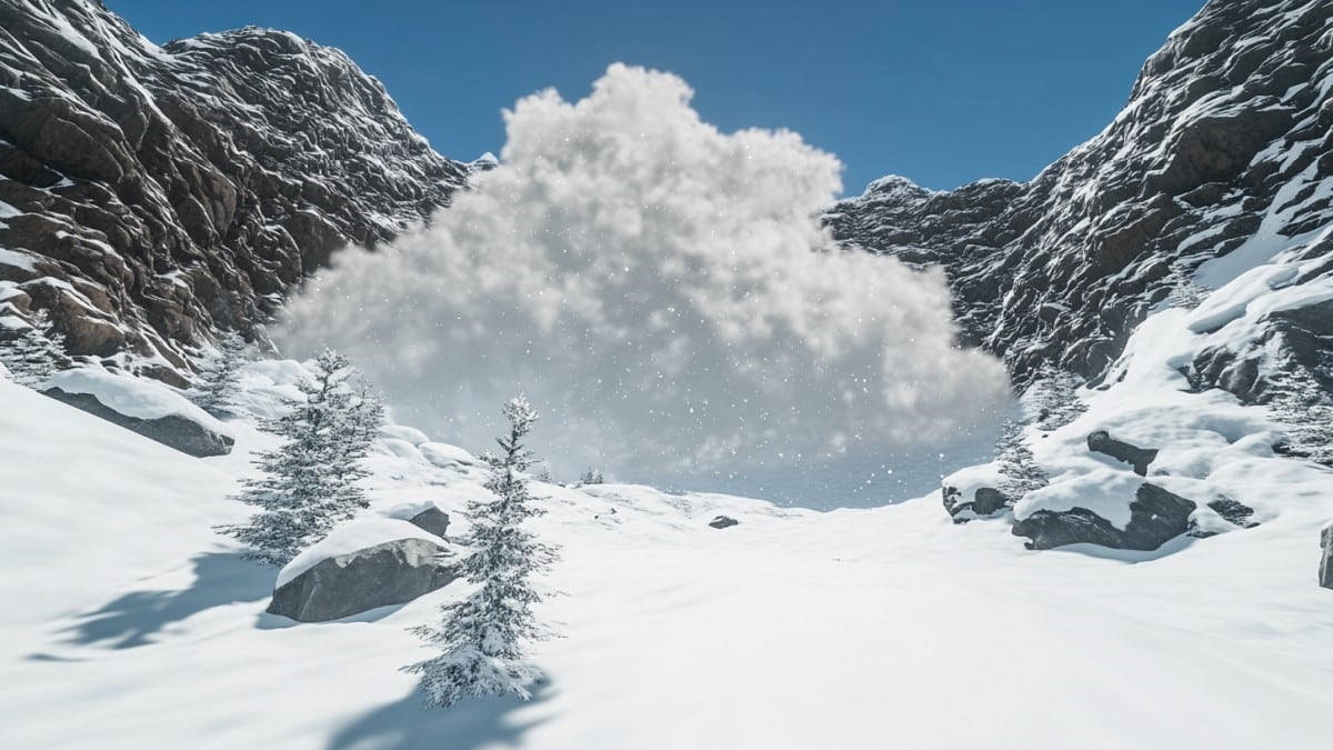 Avalanche dans les montagnes