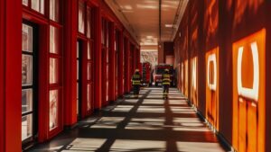 Couloir rouge, pompiers en marche