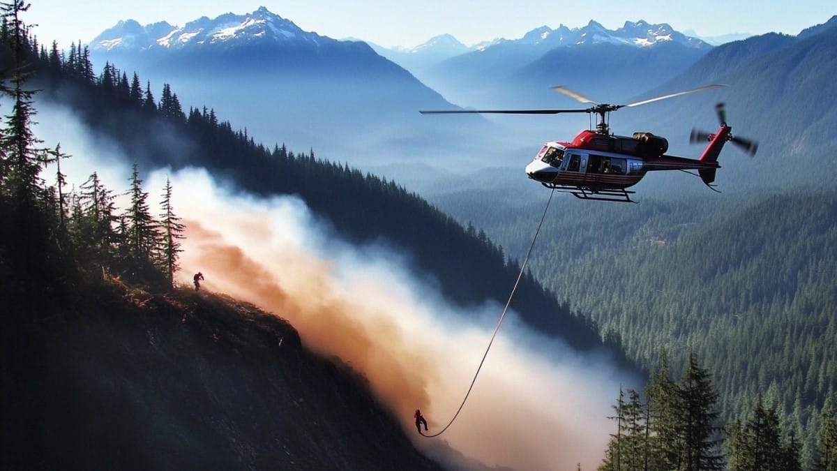 Hélicoptère pompiers en vol