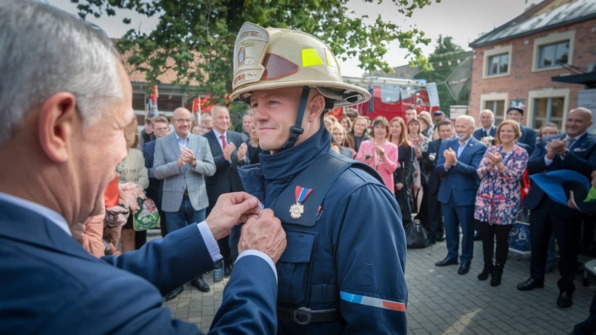 Remise médaille pompier cérémonie