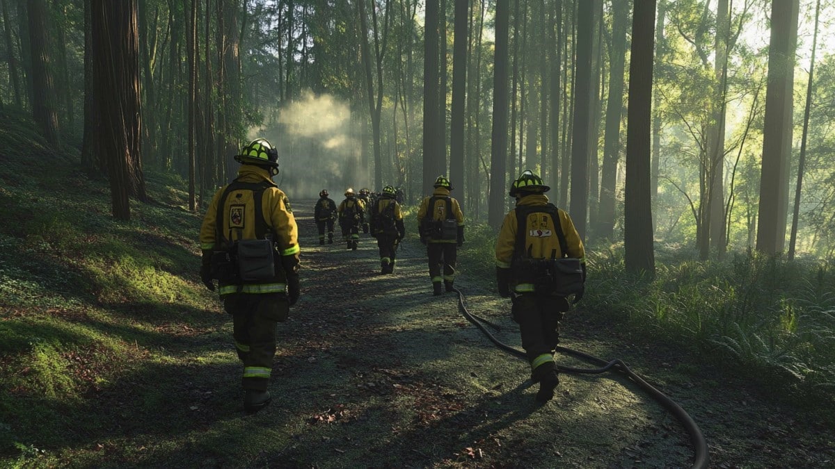 Pompiers en intervention forestière