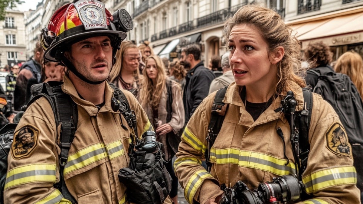 deux pompiers discutant