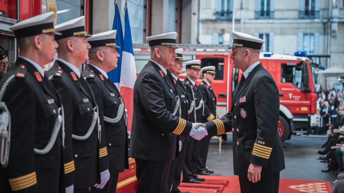 Pompiers en cérémonie officielle