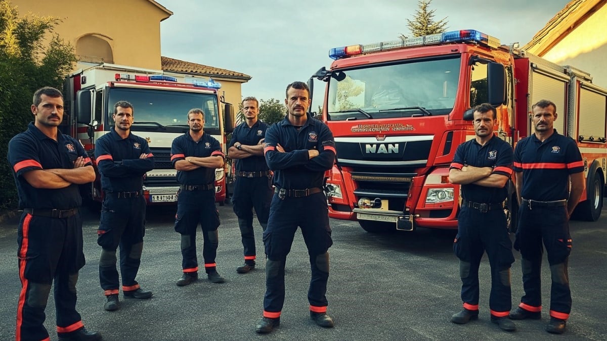 Pompiers devant leur camion