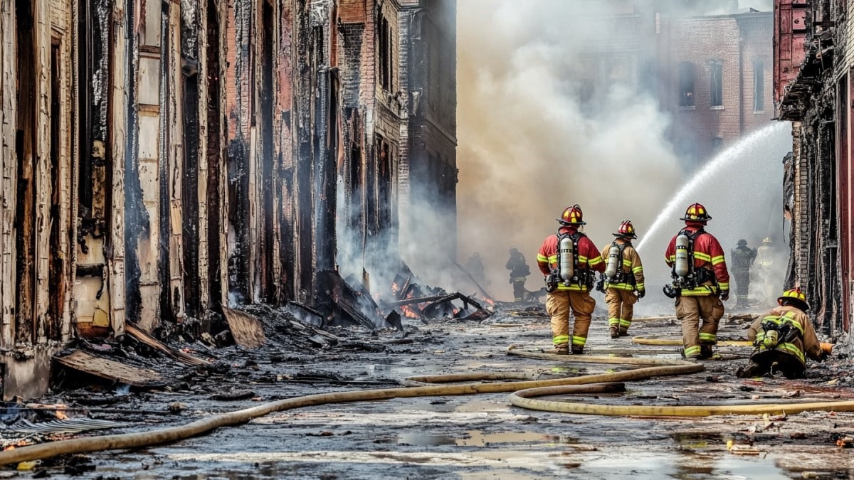 Rue après incendie