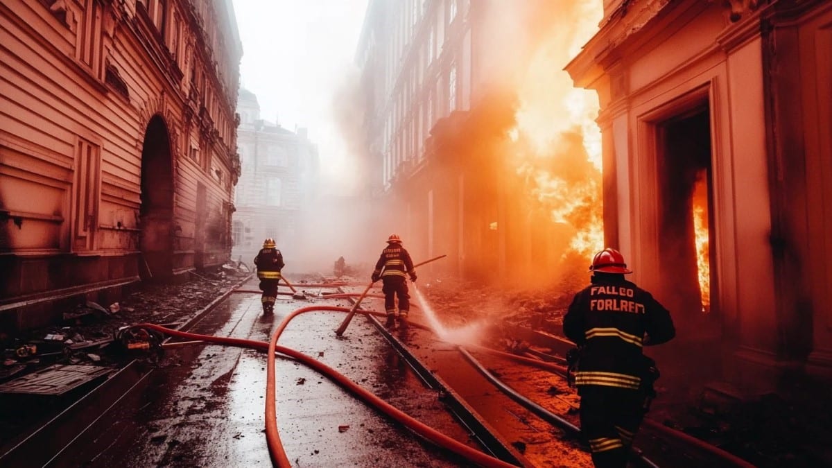 Pompiers éteignent feu ville