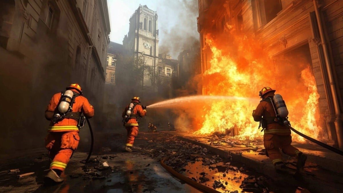 Pompiers action incendie urbain