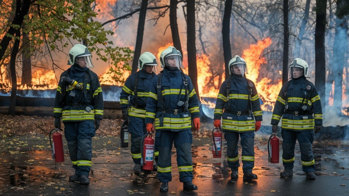 Pompiers devant incendie