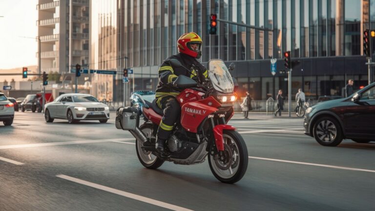 Pompier à moto urbaine