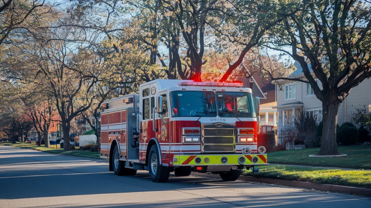 Camion de pompiers garé