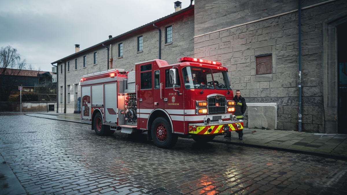 Camion de pompiers en intervention