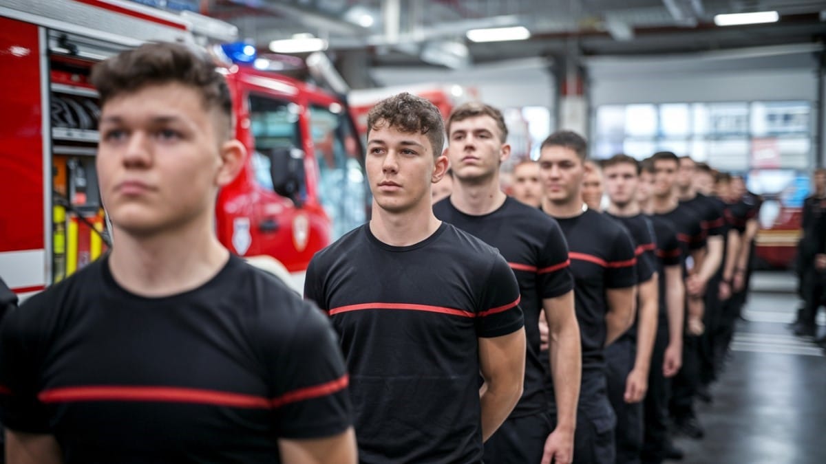 Pompiers en uniforme noir