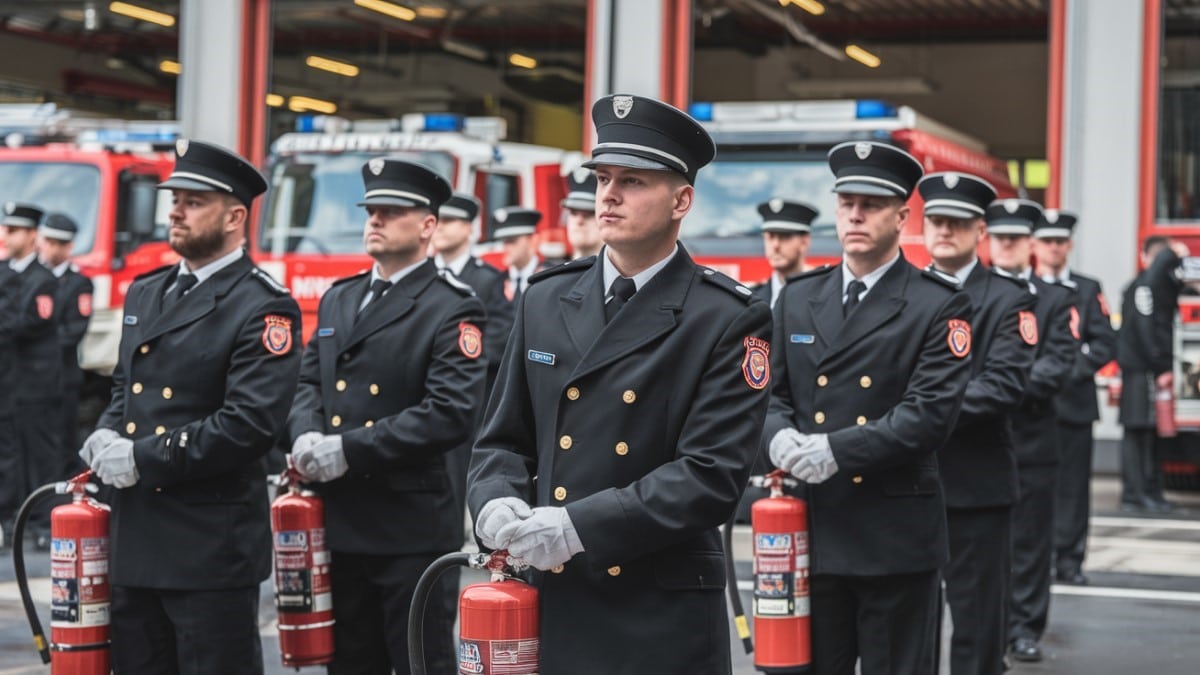 Pompiers en uniforme cérémonie