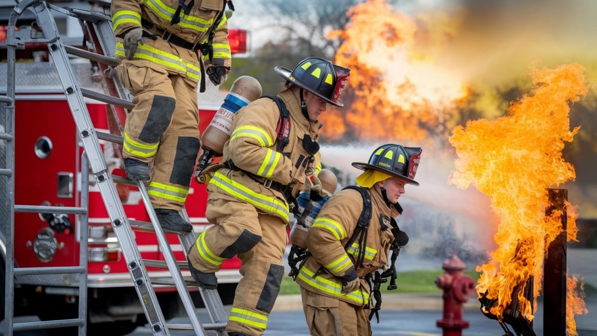 Pompiers combattant des flammes