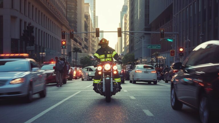 Pompier en moto d'intervention