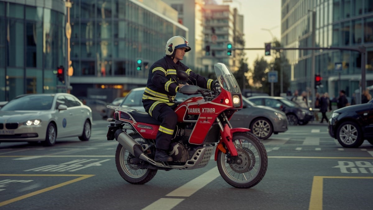 Pompier moto circulation urbaine