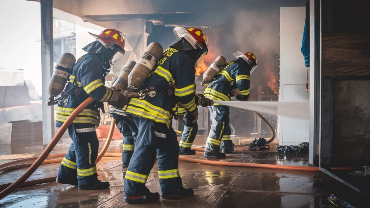 Pompiers combattant un incendie