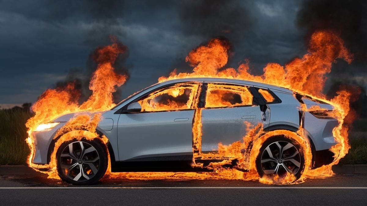 Voiture électrique en flammes