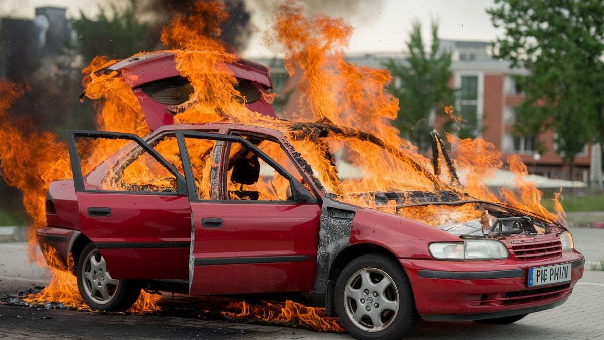 Incendie spectaculaire d’une voiture