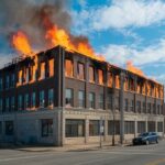 Bâtiment en feu intense