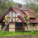 Pompiers sur une toiture