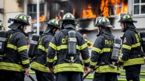 Équipe de pompiers mobilisée