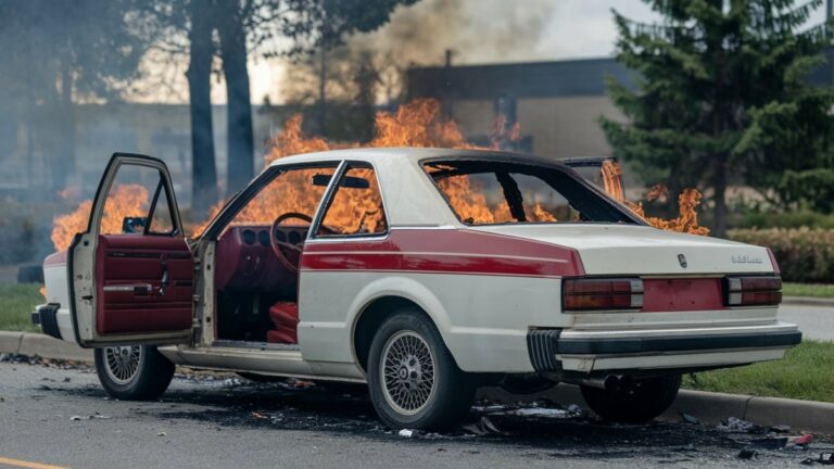 Incendie voiture blanche rouge