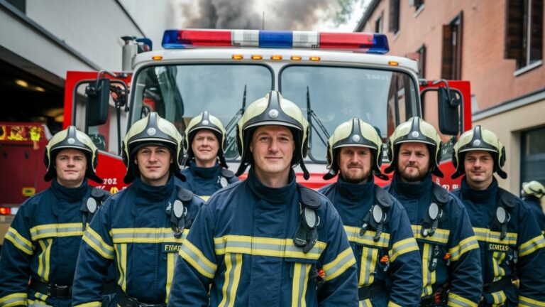 Pompiers devant un camion