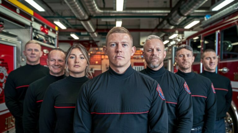 Pompiers en uniforme noir