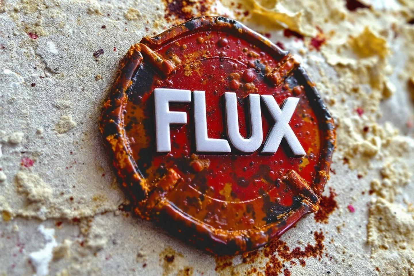 Insigne Flux rouge et blanc avec texture éclaboussée et usée